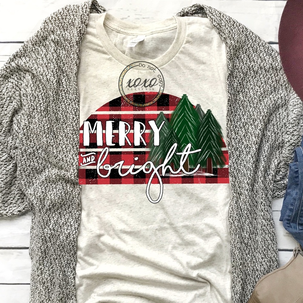 Merry And Bright Christmas Graphic Tee